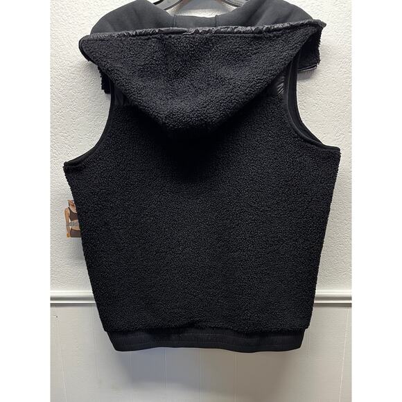 AVIA Women’s Black Full Zip Faux Shearling Hooded Vest Front Pockets K606 - Picture 10 of 15